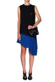 FRILL DRESS BLACK/COBALT BLUE