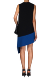 FRILL DRESS BLACK/COBALT BLUE